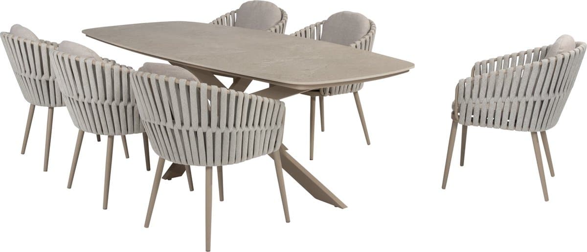 eva prado dining tuinset 240x105xh75 cm 7 delig latte met