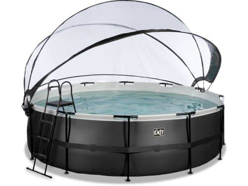 EXIT Black Leather zwembad - 488 x 122 cm - met zandfilterpomp, trap en overkapping