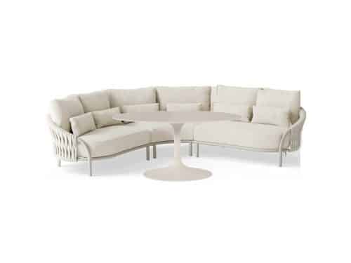 Feroli high dining hoek loungeset 4 delig Camel sand | Misty rope | Beachy bouclé SUNS