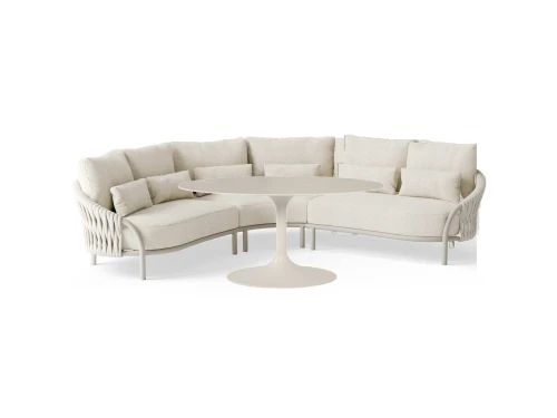Feroli high dining hoek loungeset 4 delig Camel sand | Misty rope | Beachy bouclรฉ SUNS