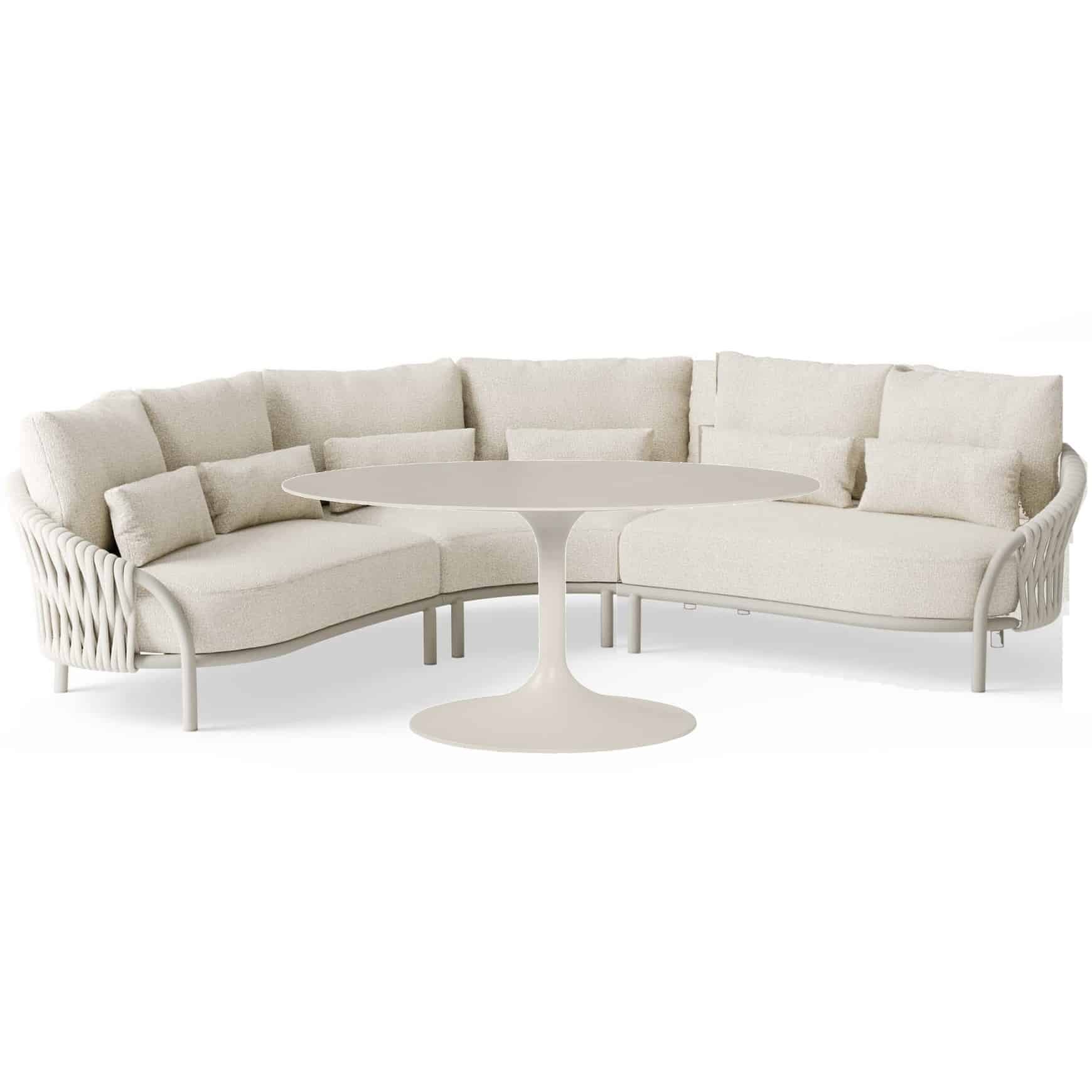feroli high dining hoek loungeset 4 delig camel sand | misty rope | beachy bouclé suns