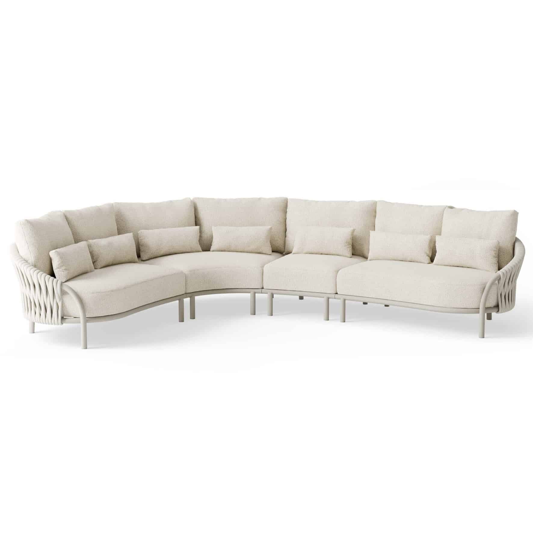 feroli hoek loungeset 4 delig camel sand | misty rope | beachy bouclé suns