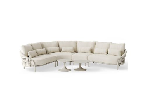 Feroli hoek loungeset 6 delig Camel sand | Misty rope | Beachy bouclé SUNS