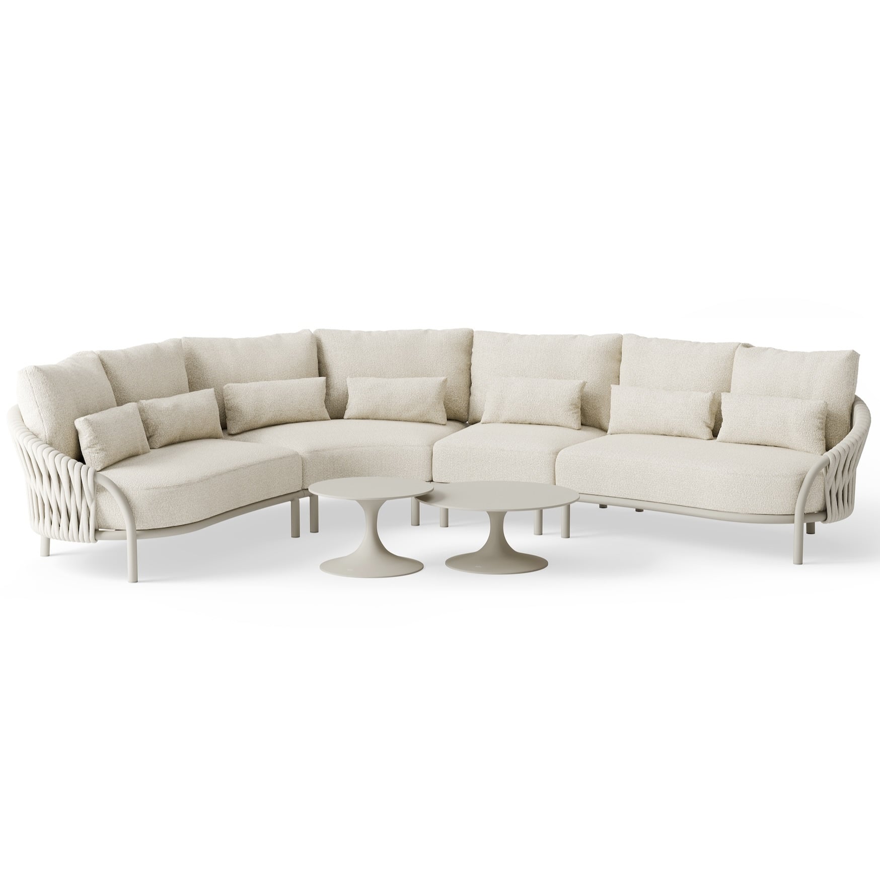 feroli hoek loungeset 6 delig camel sand | misty rope | beachy bouclé suns