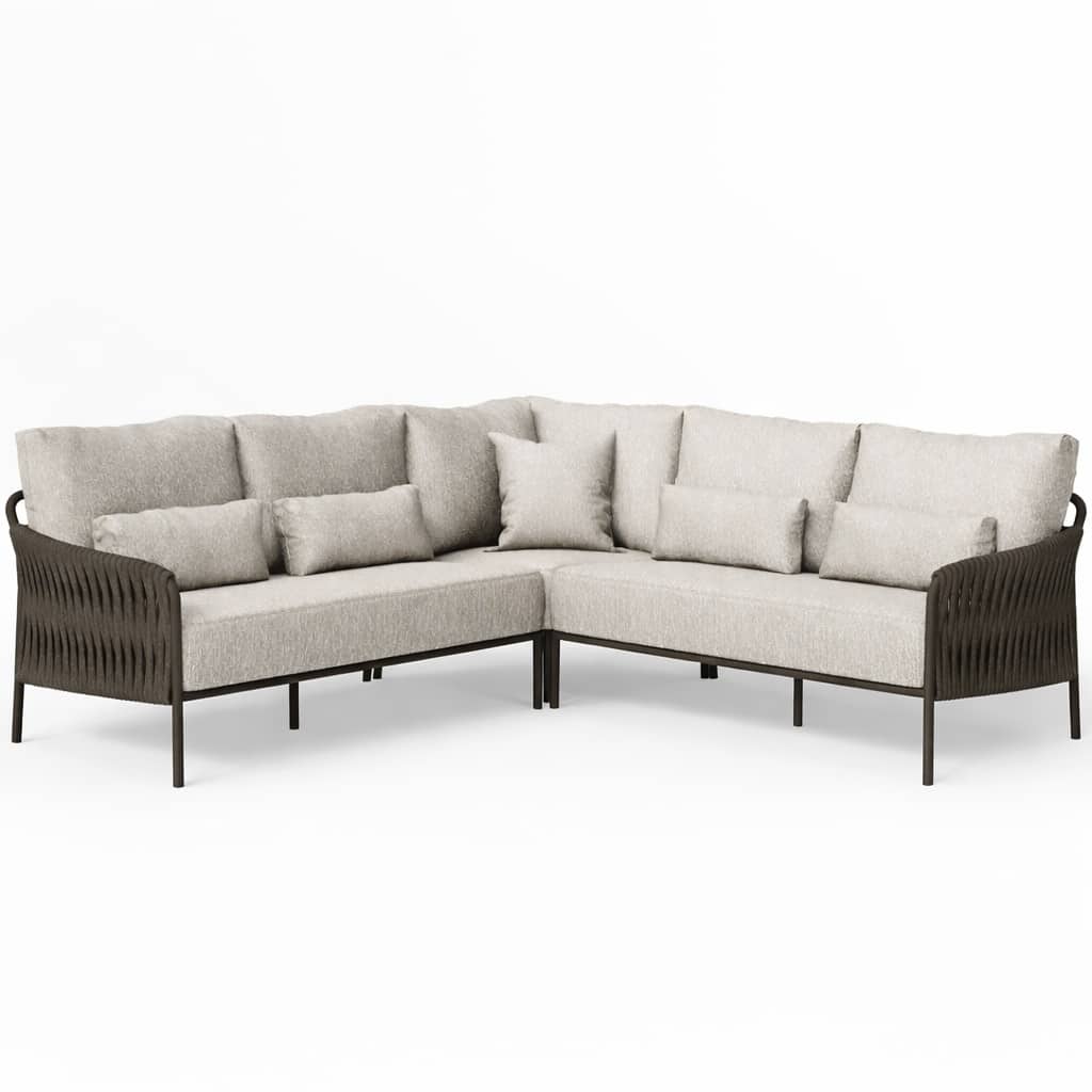 fiavè hoek loungeset 3 delig bronze | clouded rope | pebble desert bouclé suns