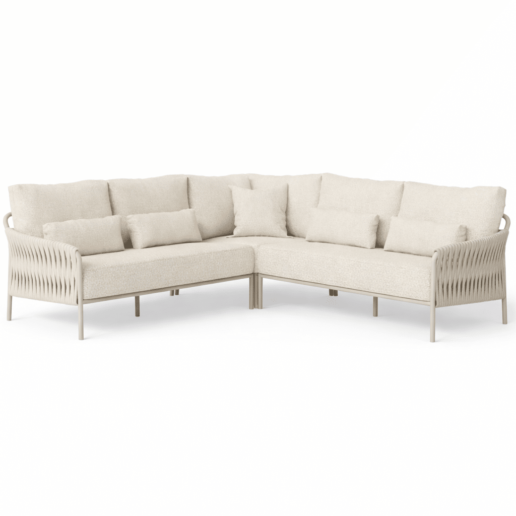 fiavè hoek loungeset 3 delig camel sand | misty rope | beachy bouclé suns