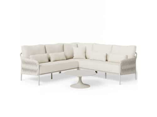 Fiavè hoek loungeset 4 delig Camel sand | Misty rope | Beachy bouclé SUNS