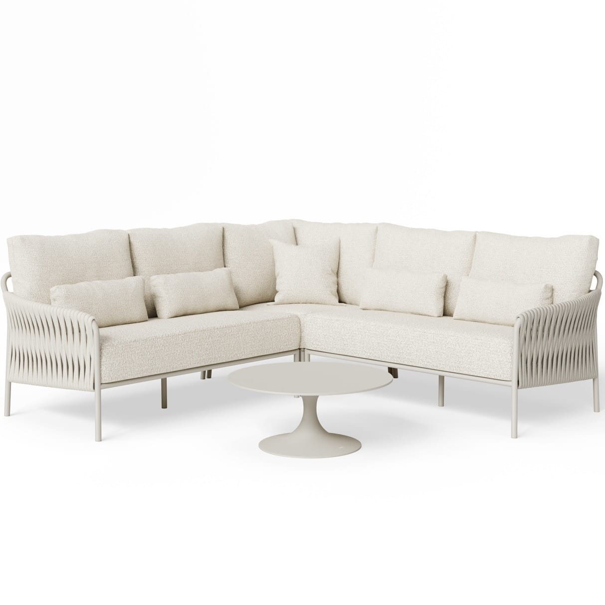 fiavè hoek loungeset 4 delig camel sand | misty rope | beachy bouclé suns