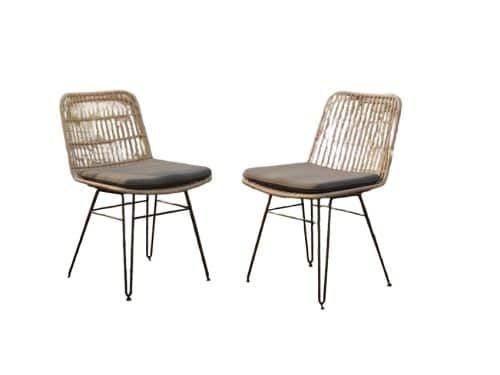 Flamingo dining chair bamboo look steel/grey wicker Eurofar - Eurofar