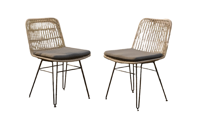 flamingo dining chair bamboo look steel/grey wicker eurofar eurofar