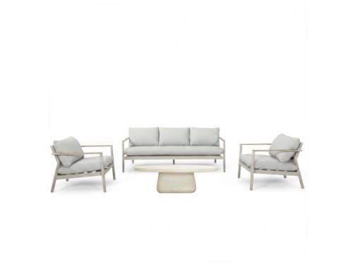 Florence/Luna stoel-bank loungeset 5 personen | aluminium + touw | beige | 4-delig