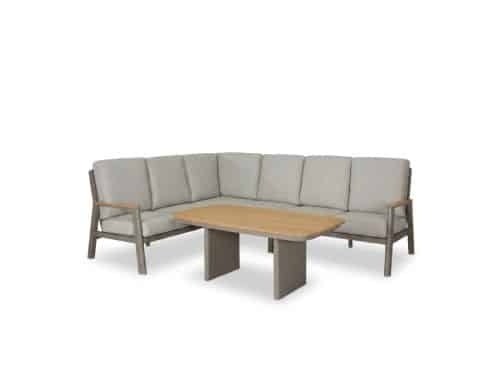 Florida dining loungeset 6 personen | aluminium + teak | beige | 5-delig - 266x206cm