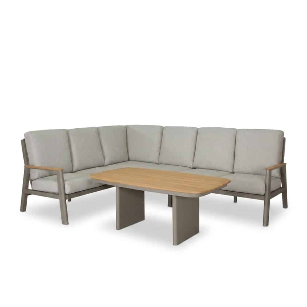 florida dining loungeset 6 personen | aluminium + teak | beige | 5 delig 266x206cm