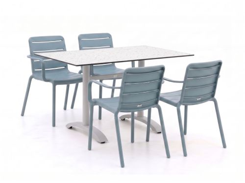 Forza Narni/Lisio 120cm dining tuinset 5-delig stapelbaar - Laagste prijsgarantie!