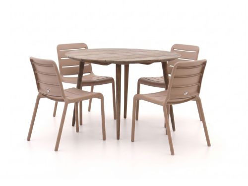 Forza Narni/ROUGH-K ø115cm dining tuinset 5-delig stapelbaar - Laagste prijsgarantie!