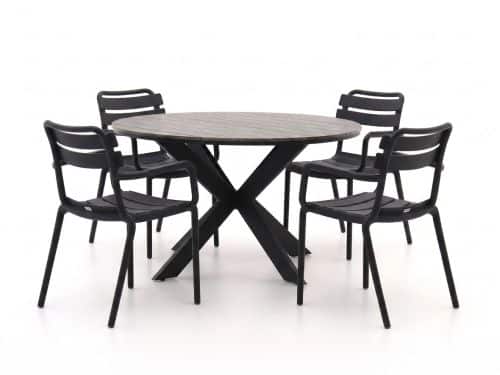 Forza Vico/Fidenza ø126cm dining tuinset 5-delig stapelbaar - Laagste prijsgarantie!