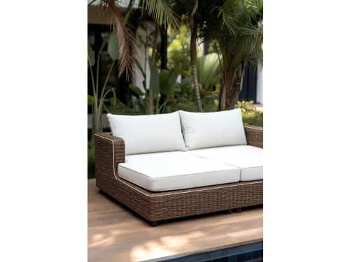 Furnitureland Luxe 2-Persoons Rotan Zonnebed met Kussens - Dubbel Ligbed