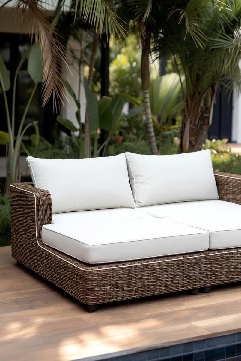 furnitureland luxe 2 persoons rotan zonnebed met kussens dubbel ligbed