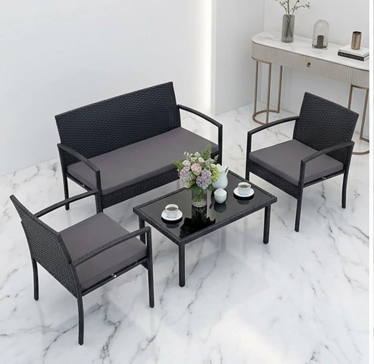 furnitureland luxe 4 delige rotan tuinset 4 persoons lounge set
