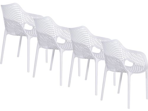 Garden Impressions Air XL kunststof tuinstoel wit set van 4