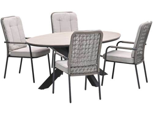 Garden Impressions Aleria tuinset 5-delig taupe - Tulli tuintafel 180x115