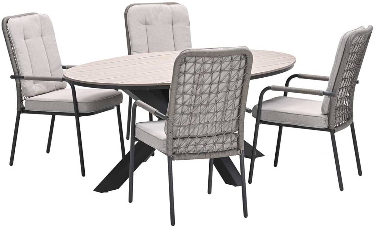 garden impressions aleria tuinset 5 delig taupe tulli tuintafel 180×115