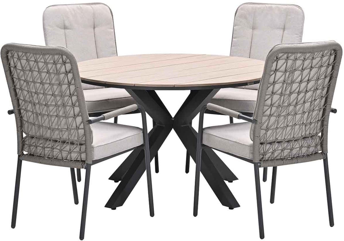 garden impressions aleria tuinset 5 delig taupe tulli tuintafel Ø122×75