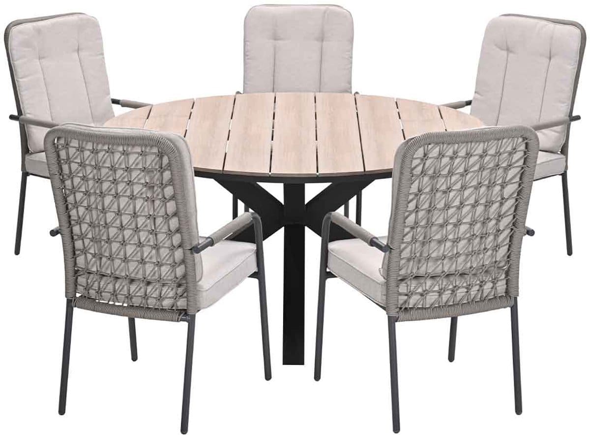garden impressions aleria tuinset 6 delig taupe tulli tuintafel Ø148×75