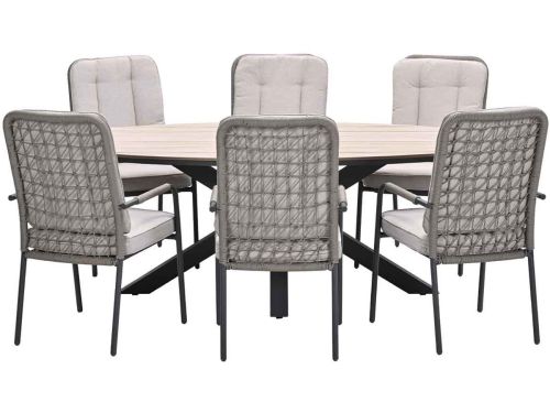 Garden Impressions Aleria tuinset 7-delig taupe - Tulli tuintafel 220x115xH75