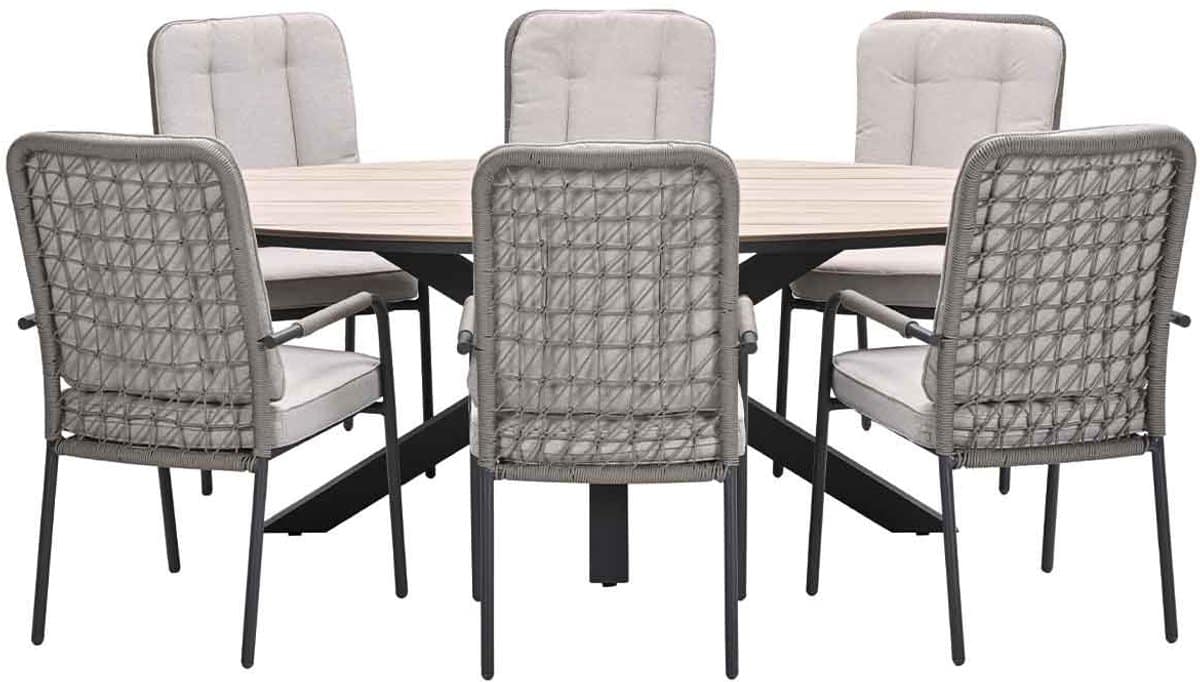 garden impressions aleria tuinset 7 delig taupe tulli tuintafel 220x115xh75