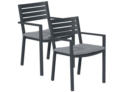 Garden Impressions Amarillo tuinstoel donker grijs - 2 stuks