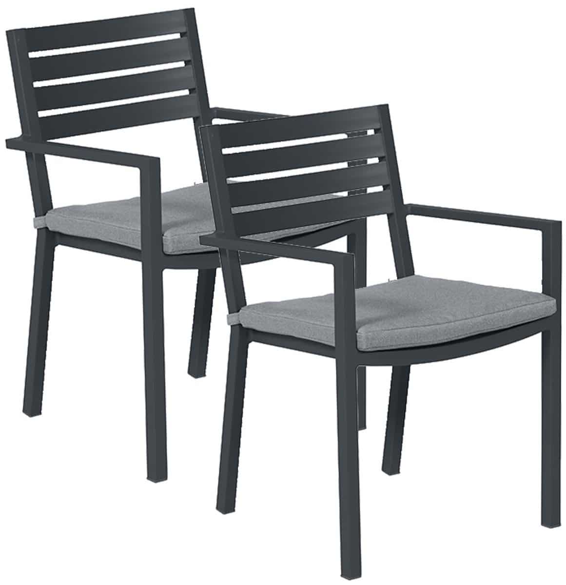 garden impressions amarillo tuinstoel donker grijs 2 stuks