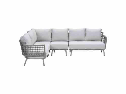 Garden Impressions Aversa hoekset 4 delig taupe frame rope grijs en kussens zand