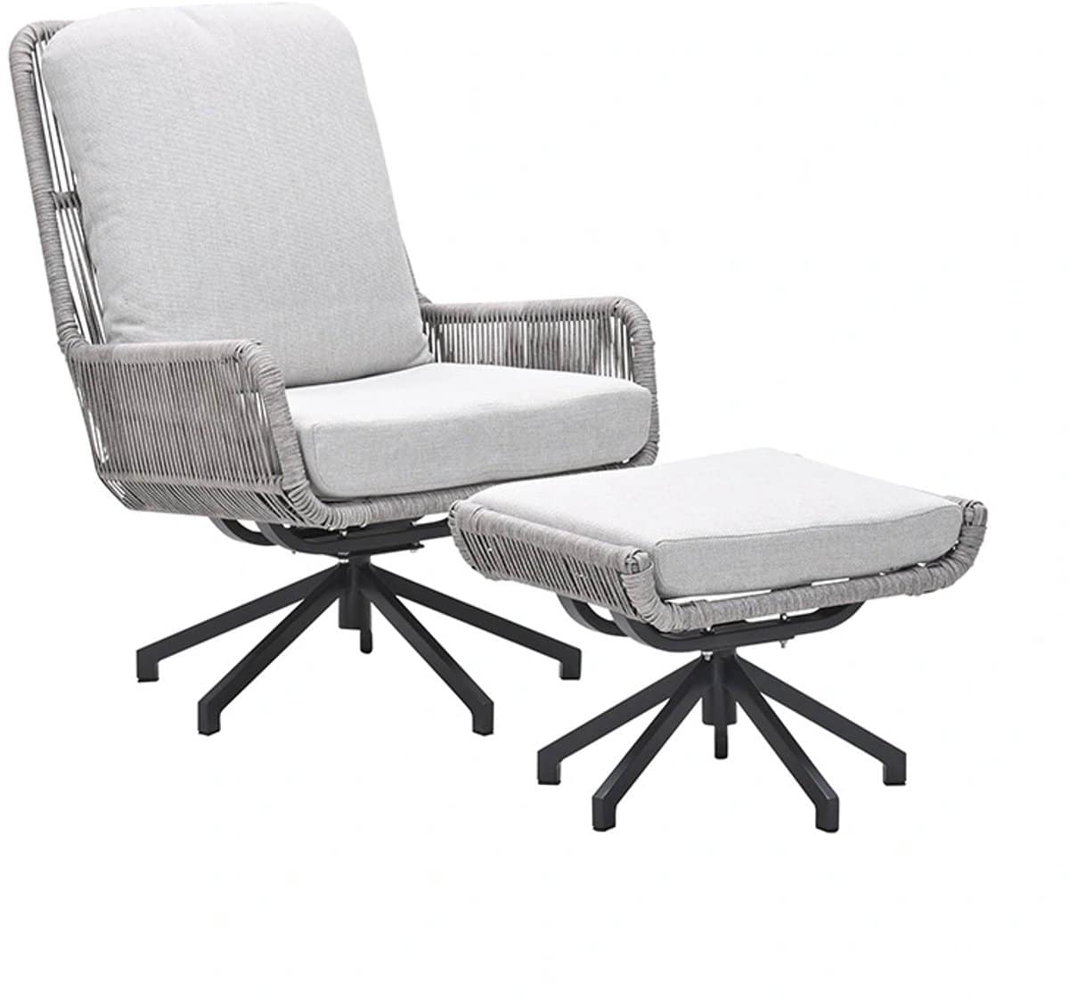 garden impressions bosh loungestoel draaibaar incl. voetenbank zand