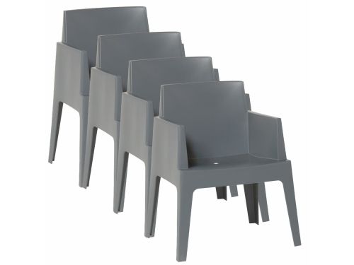 Garden Impressions Box tuinstoel antraciet the original - 4 stuks