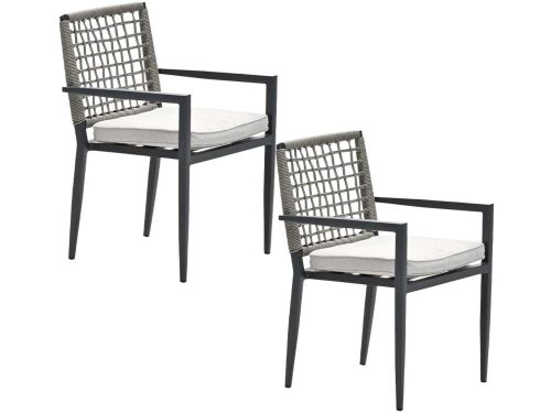 Garden Impressions Burela tuinstoel taupe - 2 stuks