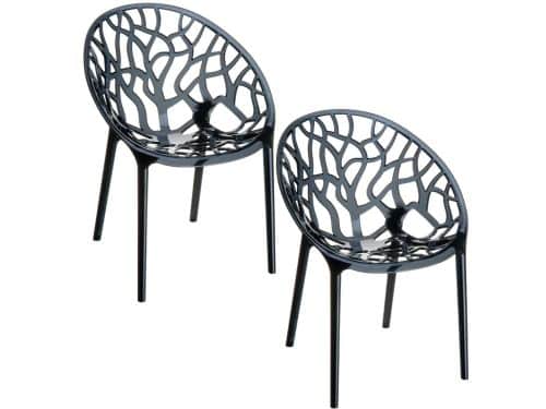Garden Impressions Crystal tuinstoel zwart - 2 stuks