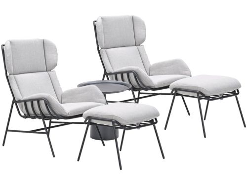 Garden Impressions Fresno loungestoelen donker grijs - Mati bijzettafel Ø50x48