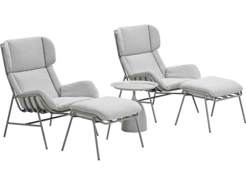 Garden Impressions Fresno loungestoelen taupe - Mati bijzettafel Ø50x48 cm