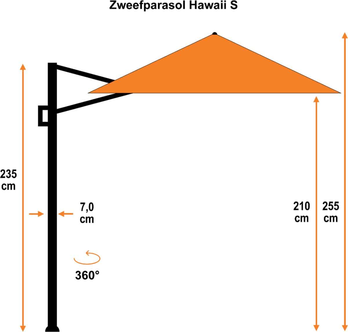 garden impressions hawaii zweefparasol s 250×250 donker grijs/zand met