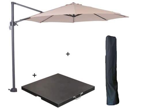 Garden Impressions Hawaii zweefparasol S Ø300 - donker grijs/ecru met