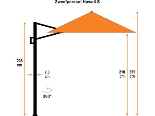 Garden Impressions Hawaii zweefparasol S Ø300 - donker grijs/ecru met