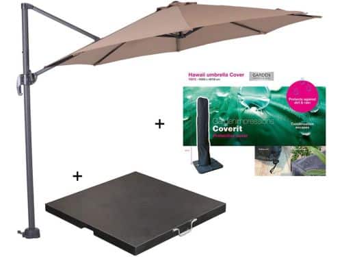 Garden Impressions Hawaii zweefparasol S Ø300 - donker grijs/taupe met