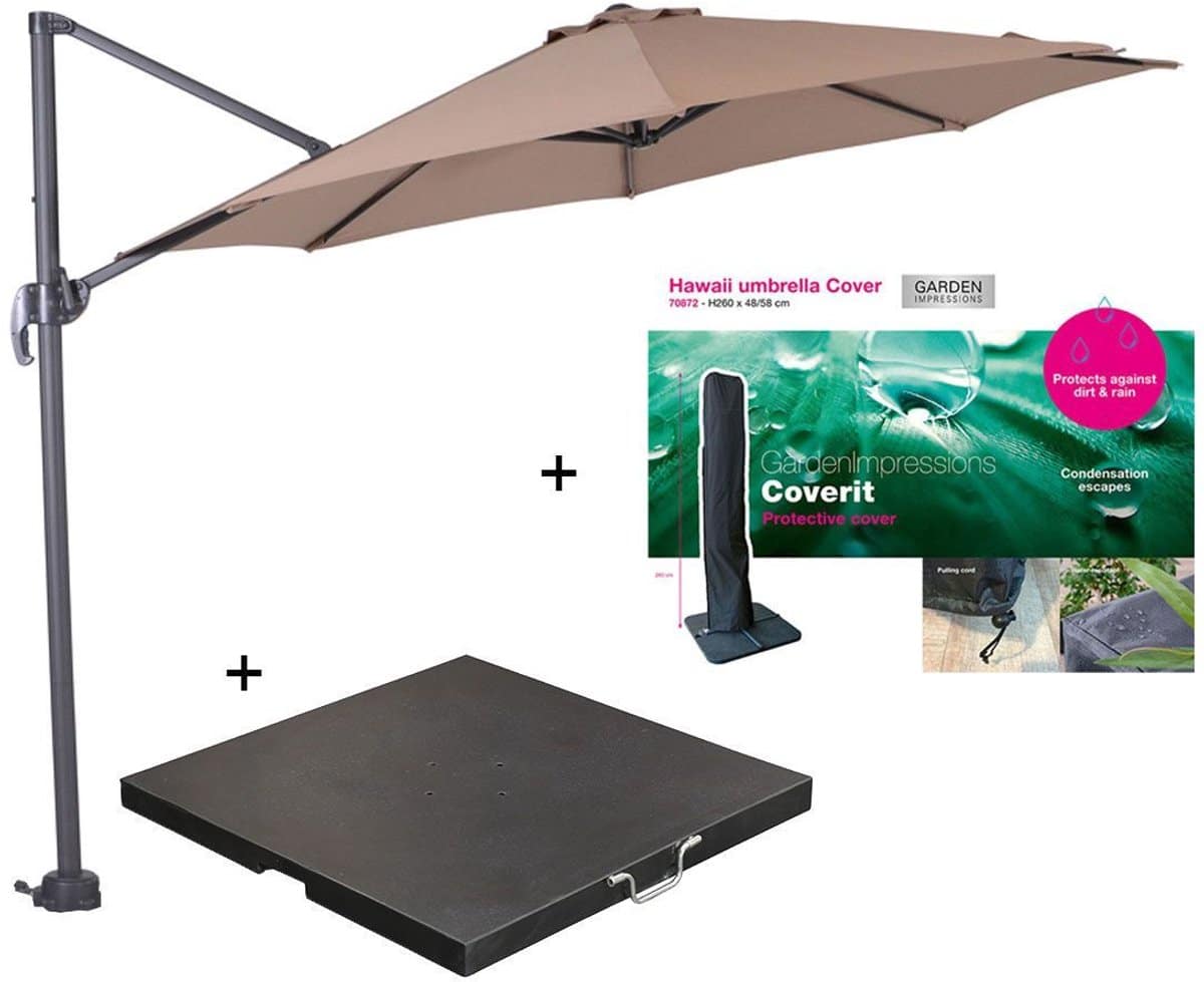 garden impressions hawaii zweefparasol s Ø300 donker grijs/taupe met