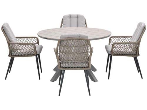 Garden Impressions Kalibo tuinset 5-delig - Tulli tuintafel Ø122x75 cm