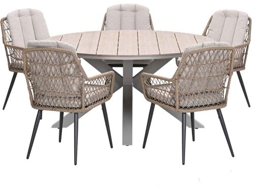 Garden Impressions Kalibo tuinset 6-delig - Tulli tuintafel Ø148x75 cm