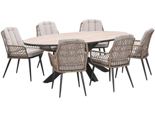 Garden Impressions Kalibo tuinset 7-delig natural - Tulli tuintafel 220x115