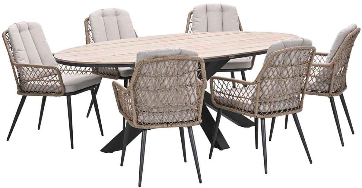 garden impressions kalibo tuinset 7 delig natural tulli tuintafel 220×115