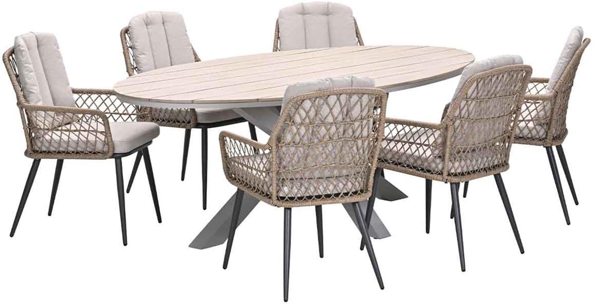 garden impressions kalibo tuinset 7 delig tulli tuintafel 220×115 cm