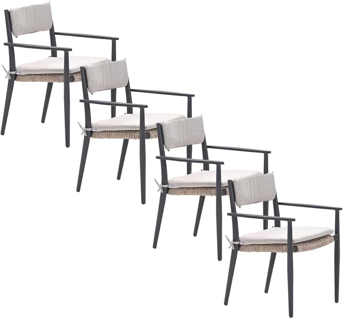 garden impressions lily tuinstoel donker grijs 4 stuks